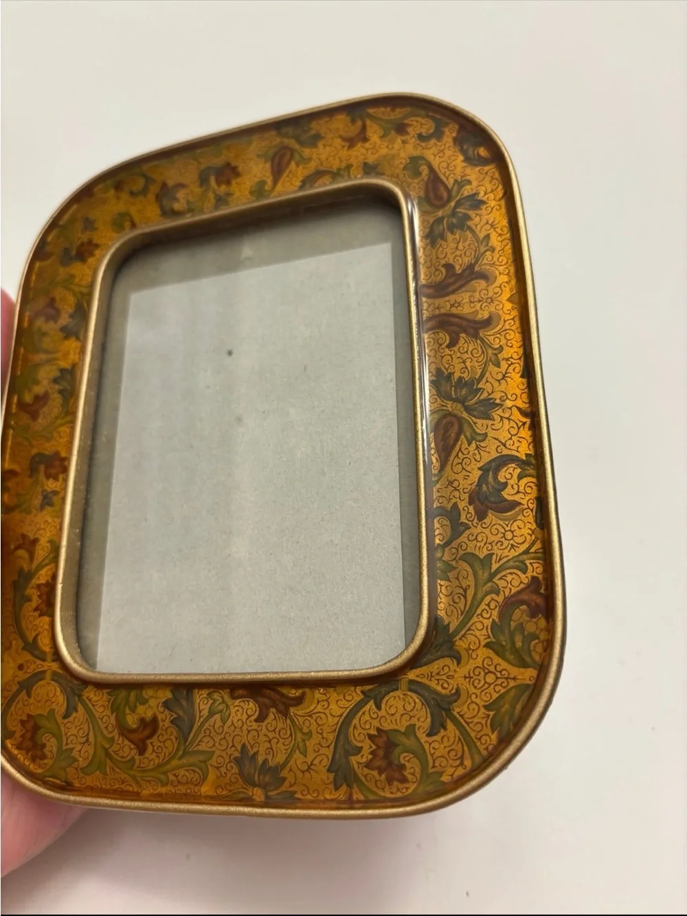 Vintage floral Bucklers 5th Ave Brass Enamel Yellow Floral Picture Frame